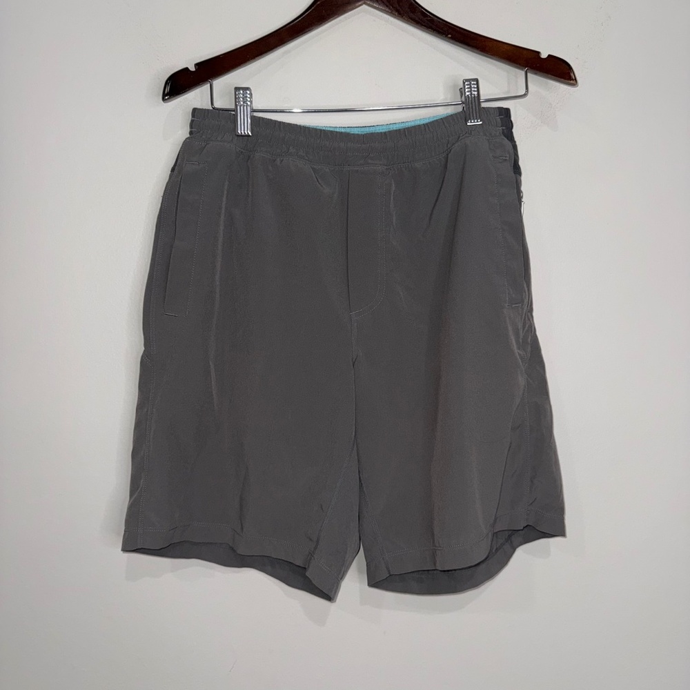 BIRDDOGS $68 Mens Large Long Gray Blue Lined 9.25" Athletic Shorts OO17